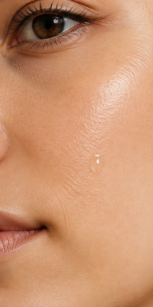 Fotografía ilustrativa de una mejilla con una gota de agua; no es un participante.
